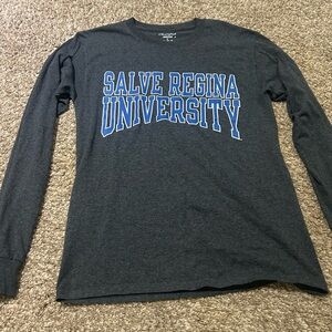 Champion Men's Dark Gray Long Sleeve Tee with Blue Print